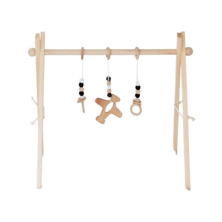 Montessori My Little Songbird Airplane Play Gym Natural With 3 Toys Monochrome