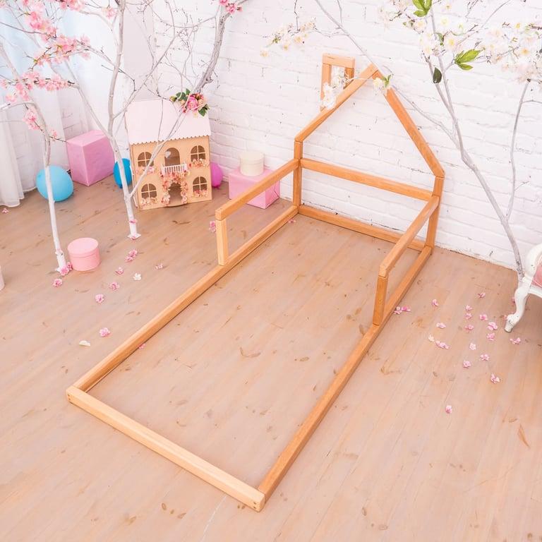 Montessori BusyWood House Floor Bed Model 3 Twin Size Natural