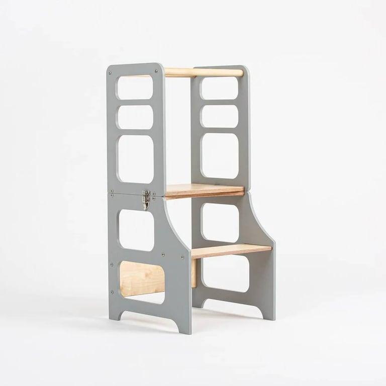 Montessori The Learning Tower Company The Classic Convertible Toddler Tower Grey/Natural Wood Without Slide