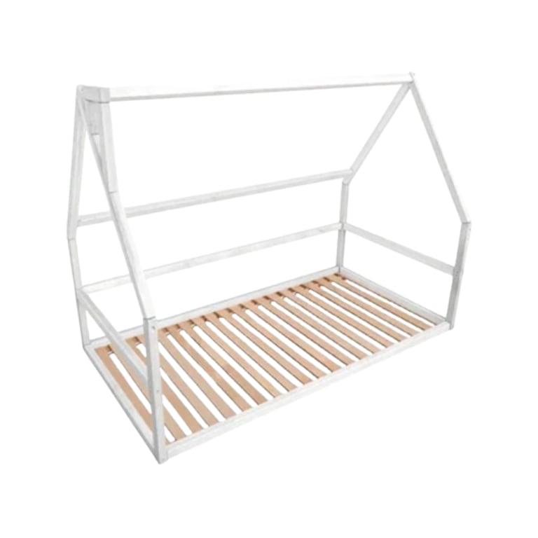 Montessori BusyWood House Floor Bed With Slats Model 1 Twin Size White