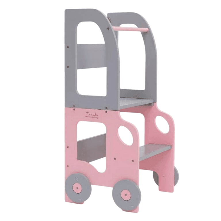 Montessori The Learning Tower Company The Wheely Fun Convertible Toddler Tower Car Pink-Grey