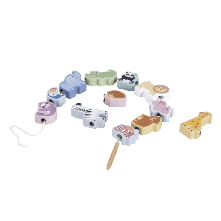 Montessori Elis Design Threading Beads Zoo Animals