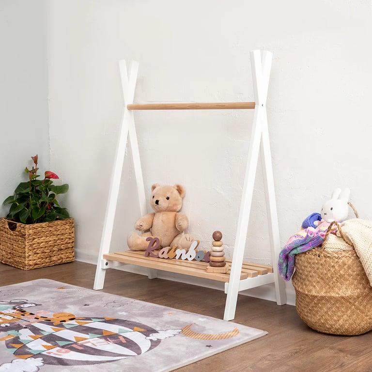 Montessori Wood and Hearts Toddler's Clothes Rack No Hangers