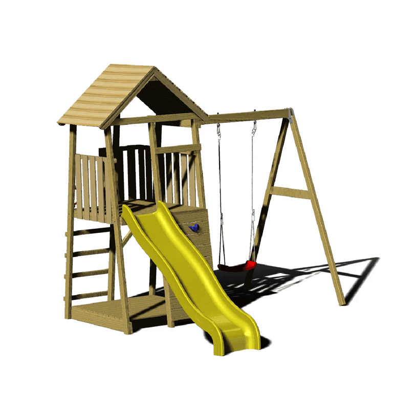 Montessori Wendi Toys Junior Play Tower Swing Set With Slide, Sandpit, and Single Swing