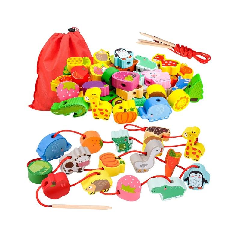 Montessori Littlefun Threading Beads Animals and Fruits