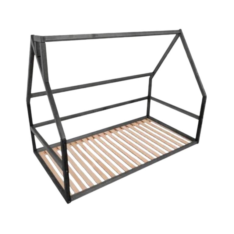 Montessori BusyWood House Floor Bed With Slats Model 1 Twin Size Black