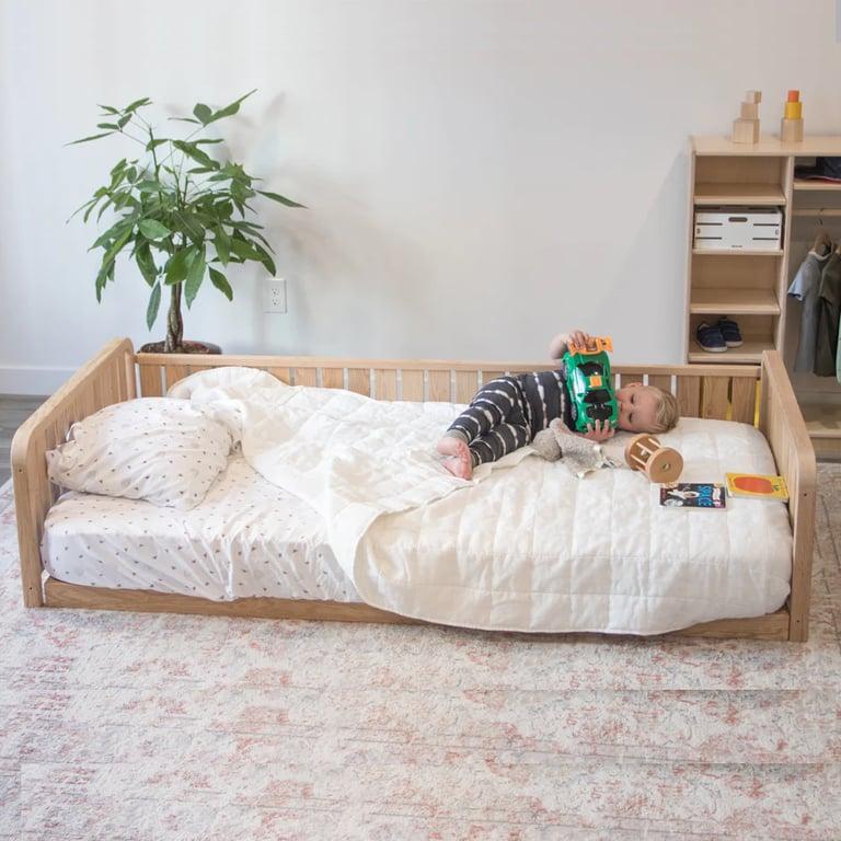 Montessori Sprout Kids Sosta Floor Bed Platform With 2 Headboard and Full Side Twin