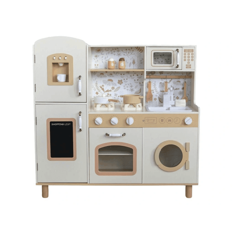 Montessori Elis Design Play Kitchen Cream and Flowers