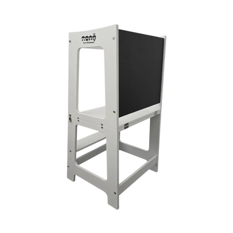 Montessori Four Little Monkeys Convertible Toddler Tower Table With Blackboard White