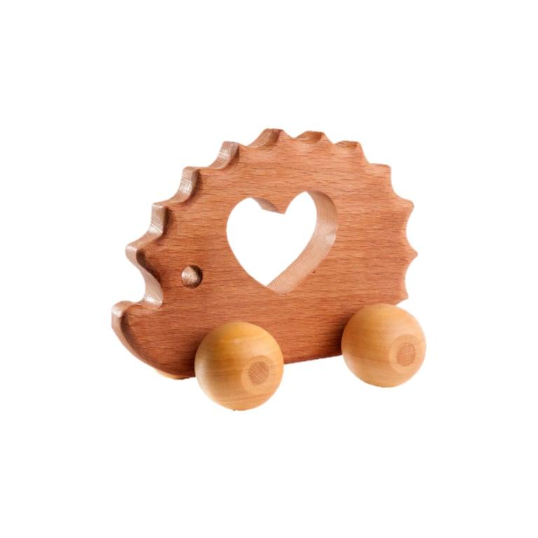 Montessori PoppyBabyCo Wooden Push Toy Hedgehog