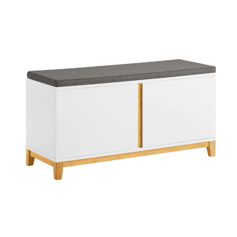 Montessori SoBuy Storage Bench White With Two Doors