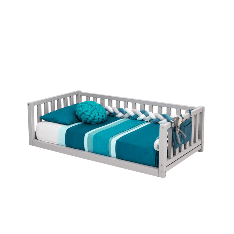 Montessori Sweet HOME From Wood Double Floor Bed Grey