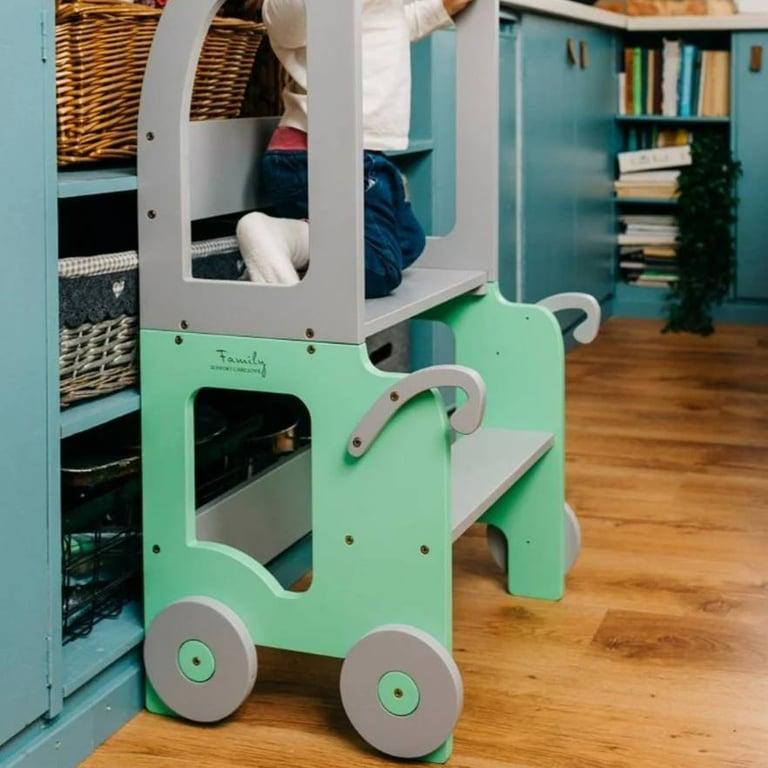 Montessori The Learning Tower Company The Wheely Fun Convertible Toddler Tower Trolley Green-Grey