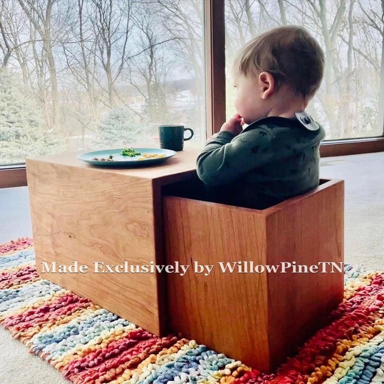 Montessori Willow Pine Cube Chair Cherry