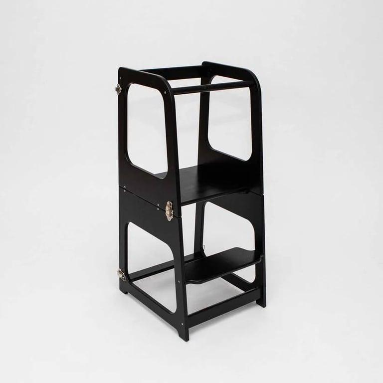 Montessori Sweet Home From Wood 2-in-1 Convertible Kitchen Tower Black