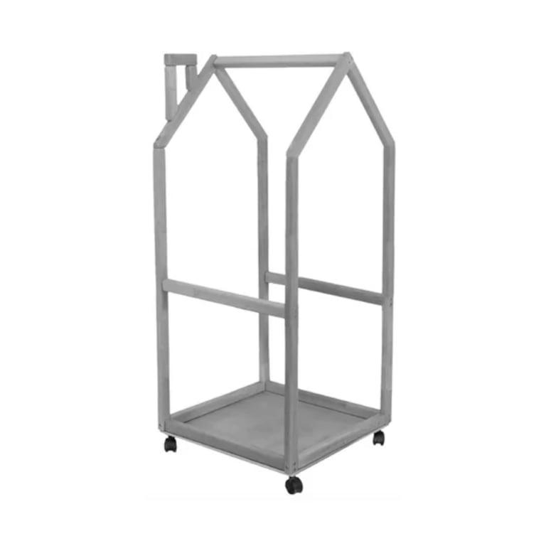 Montessori BusyWood Kids Clothing Rack With Wheels Gray
