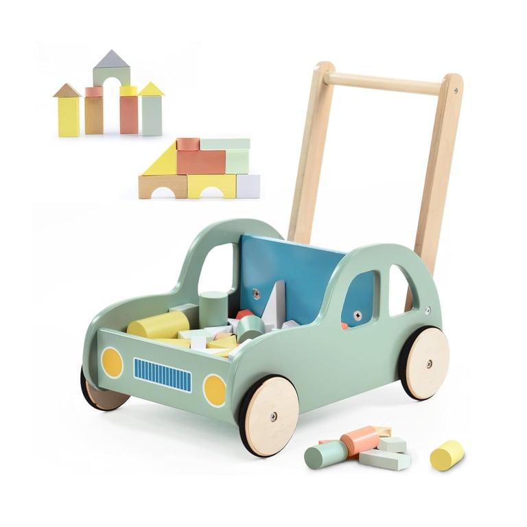 Montessori labebe Kids Push Activity Walker With Wooden Blocks