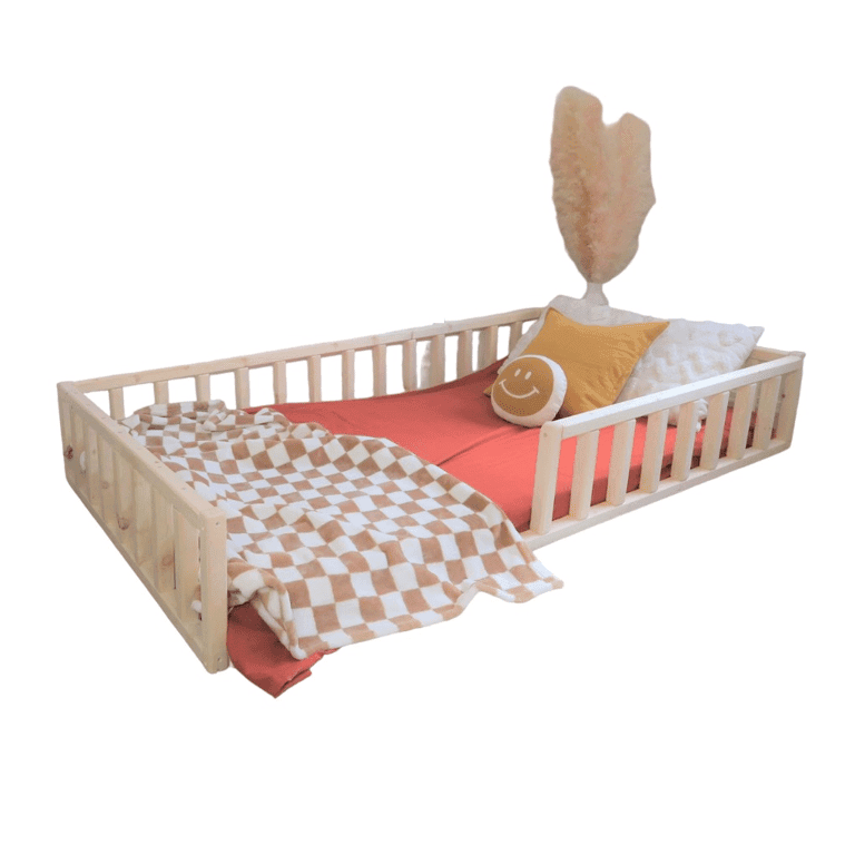 Montessori Bash & Timber Twin Size Floor Bed Frame With Rails and Slats