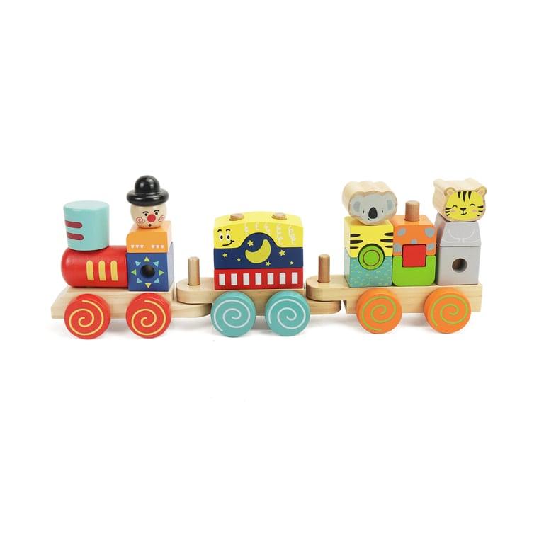 Montessori Leo & Friends Stacking Trains Pull Along