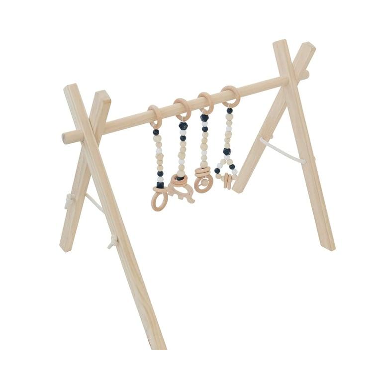 Montessori Poppyseed Play Wooden Baby Play Gym Natural Wood Black Toys