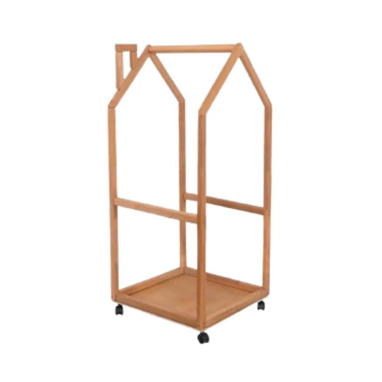 Montessori BusyWood Kids Clothing Rack With Wheels Natural