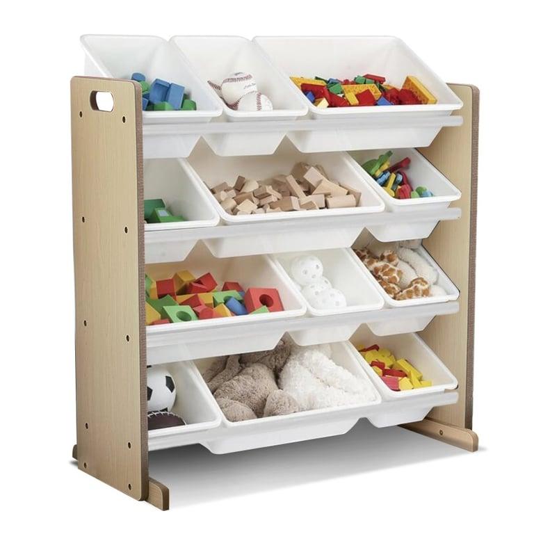 Montessori Little Nation Toy Storage Maple With White Bins