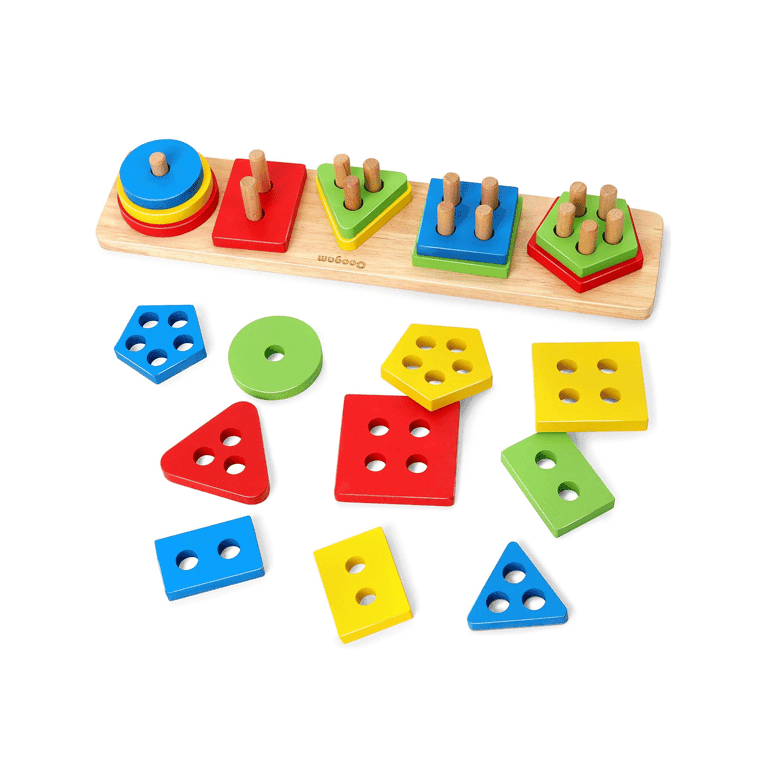 Montessori Coogam Wooden Geometric Stacker