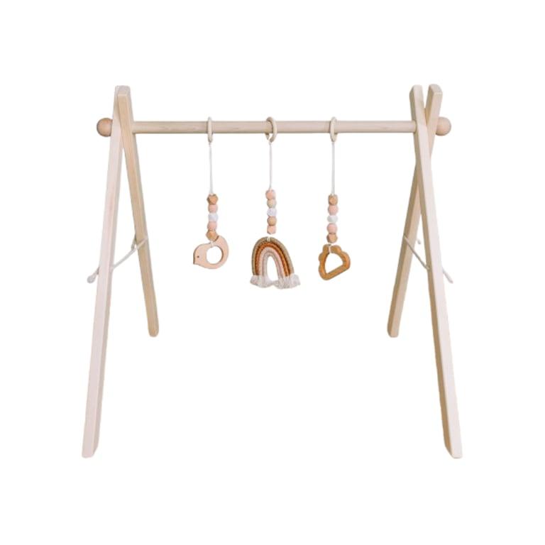 Montessori My Little Songbird Rainbow Play Gym Blush Natural With 3 Toys