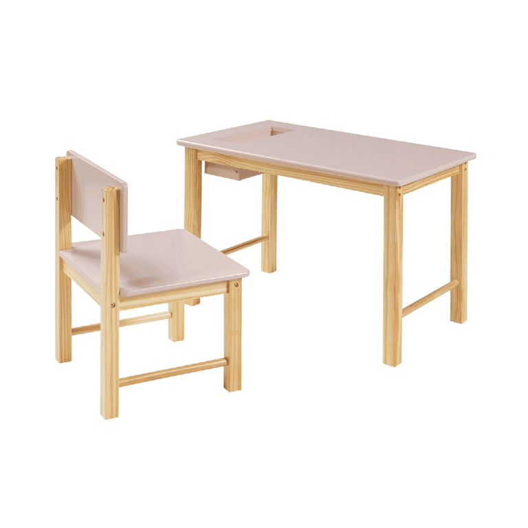 Montessori en casa Skjåk Table and Chair Set Natural Pink
