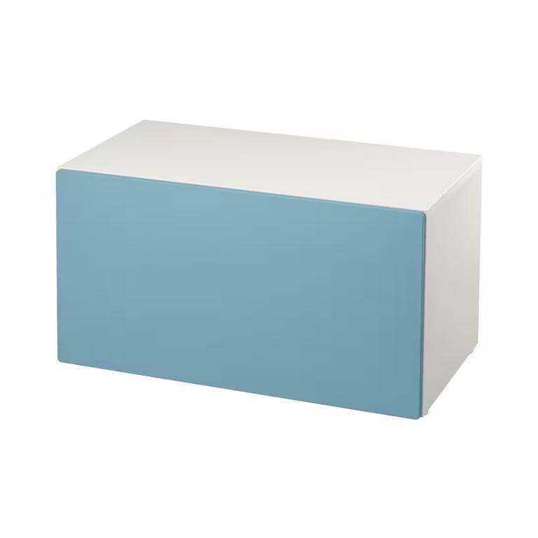 Montessori IKEA SMÅSTAD Bench With Toy Storage White and Blue