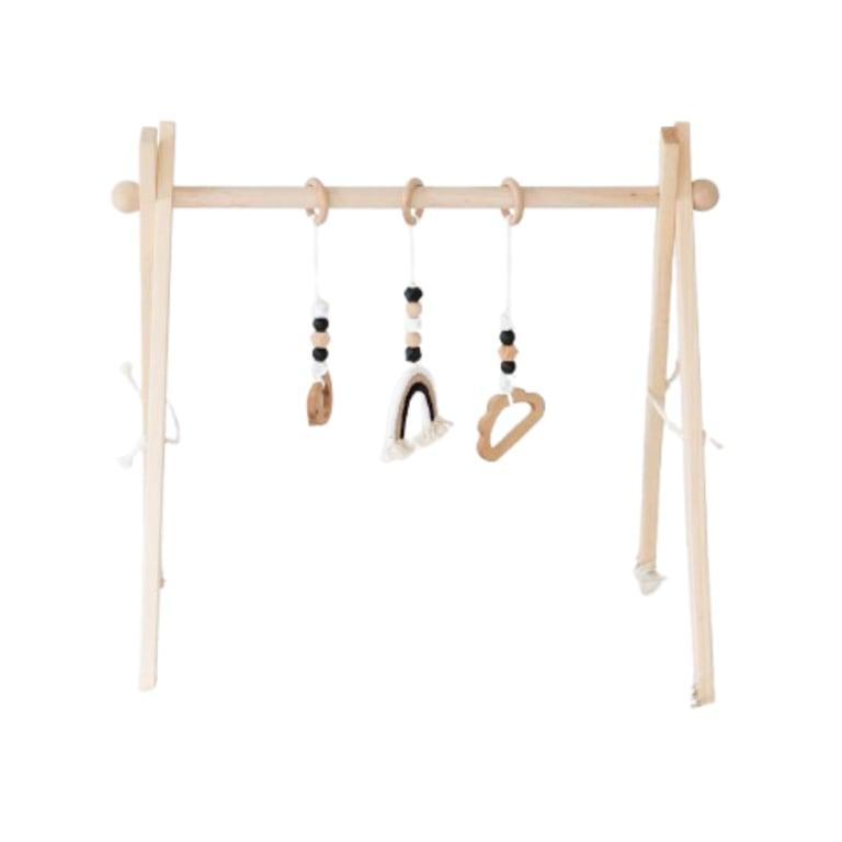 Montessori My Little Songbird Rainbow Play Gym Monochrome Natural WIth 3 Toys
