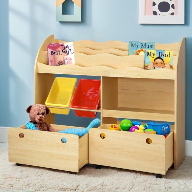 Montessori Artiss Keezi 3 Tiers Storage Shelf With 2 Removable Bins Drawers