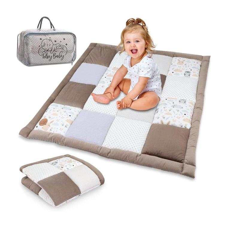 Montessori Totsy Baby Crawling Play Mat Velvet Patchwork Owls 100 x 100 cm