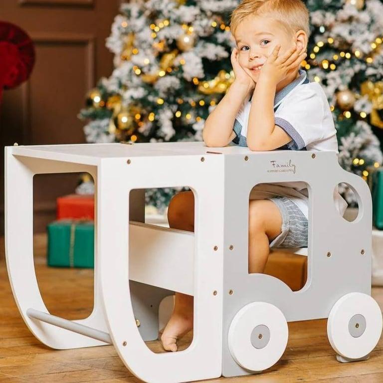 Montessori The Learning Tower Company The Wheely Fun Convertible Toddler Tower Car White-Grey