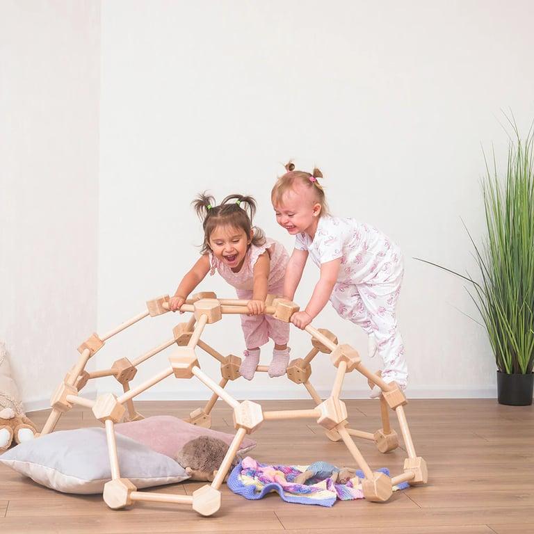 Montessori Wood and Hearts Climbing Dome S Natural Wood