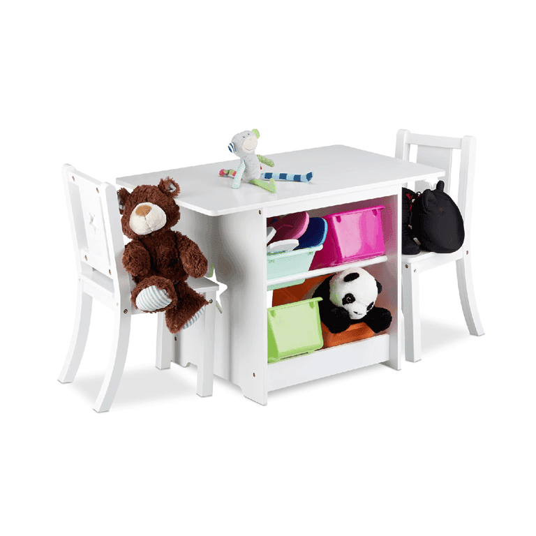 Montessori Relaxdays Albus Table and 2 Chairs Set White