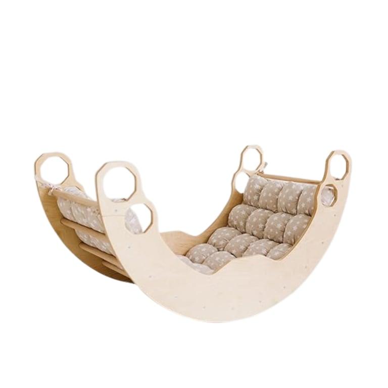 Montessori WOOD&ROOM Large Climbing Arch With Cushion Beige Stars