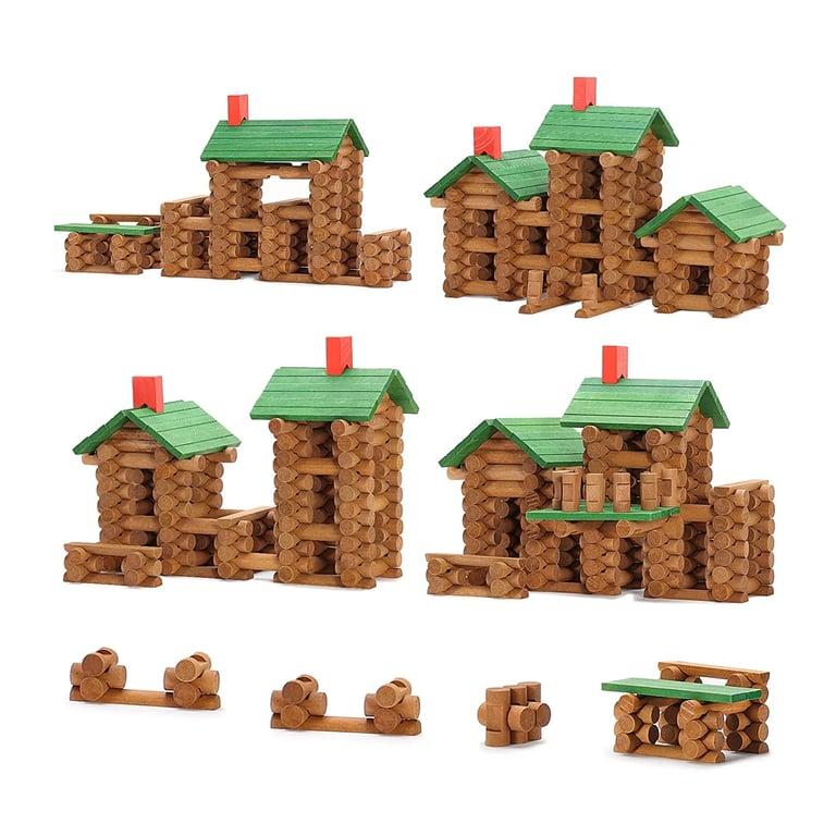 Montessori SainSmart Jr. Wooden Log Cabin Set Building House Toy 300 Pieces