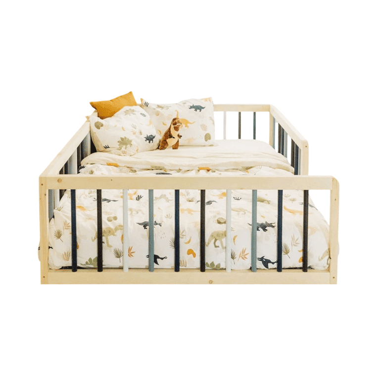 Montessori Simply Sori Blues Montessori Floor Bed Queen With Slats Left Orientation