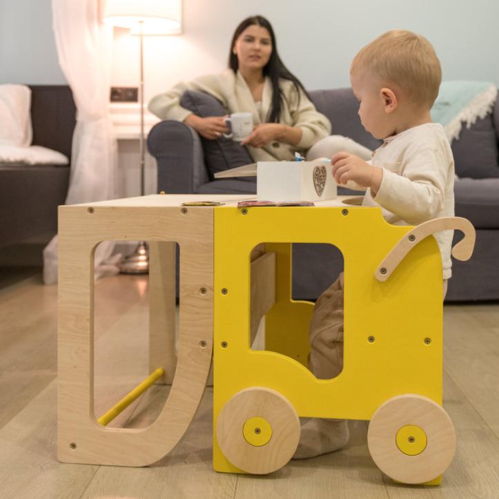 Montessori Family SCL Trolley Learning Tower Natural Bumblebee