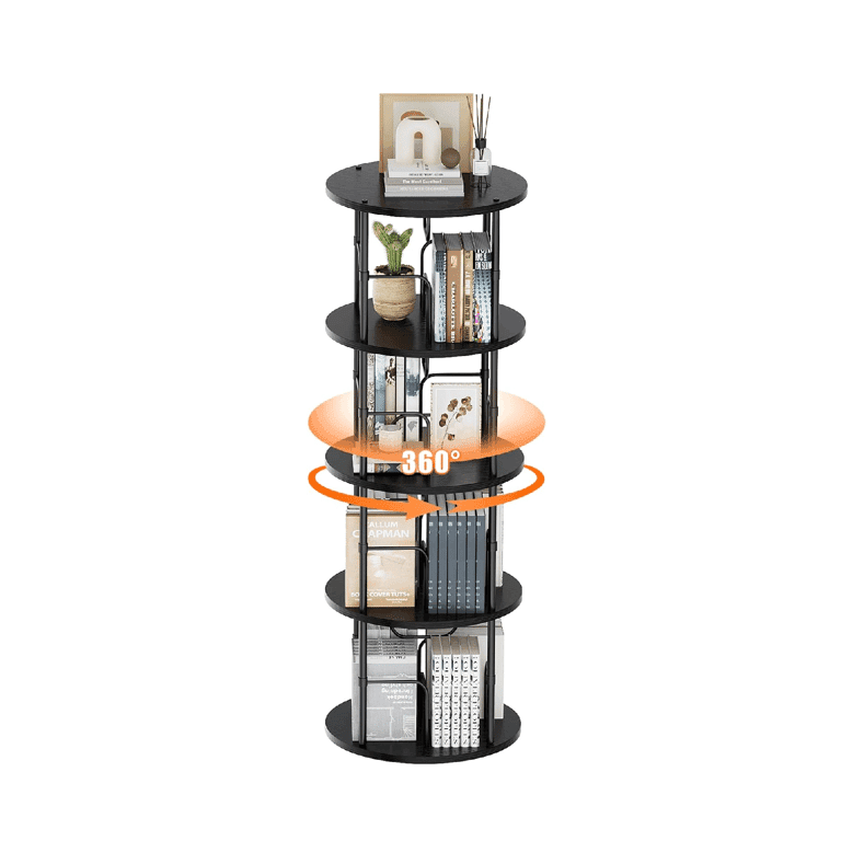 Montessori Allstand Rotating Bookshelf Round 4 Tier Black