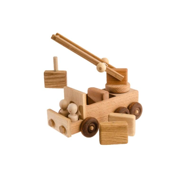 Montessori PoppyBabyCo Wooden Crane Truck Toy