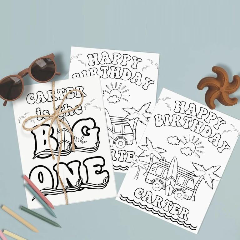 Montessori KidsKaboodle Surf Birthday Coloring Sheet 8.5 x 11 8 Sets