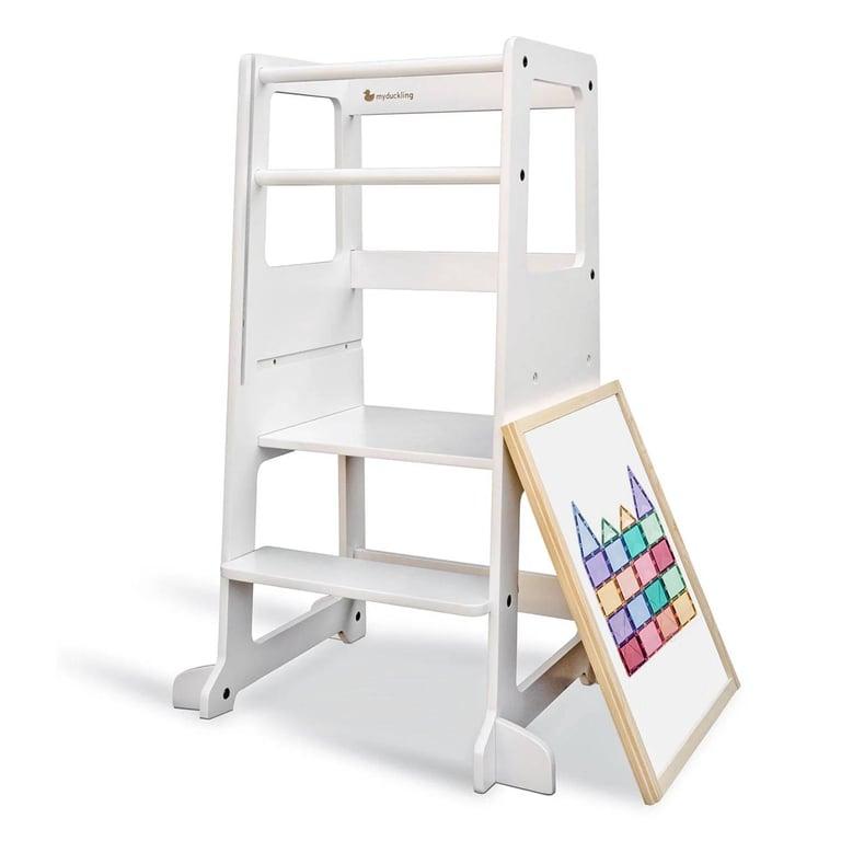 Montessori My Duckling LOLA Deluxe Toddler Tower With Removable Magnetic Drawing Board White