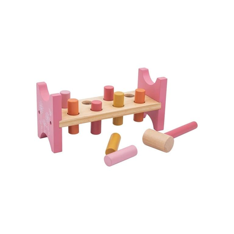 Montessori Jumini Wooden Hammer Bench Pink Flower